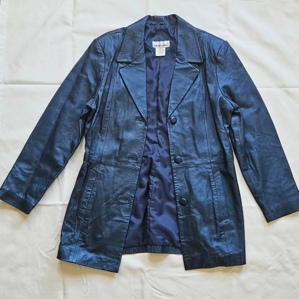 Blue David Benjamin Leather Jacket